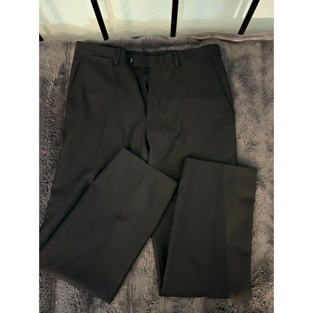 Banana Republic Italian Super 110's Wool Dress Pants Black 31x29 Flat Front